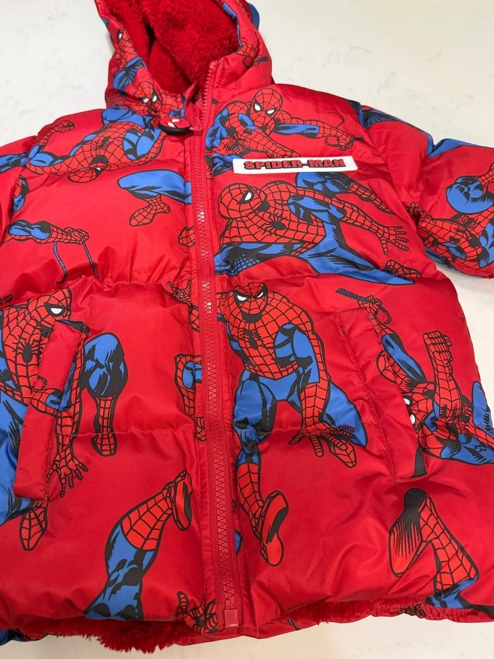 Marvel Spider-Man Red & Blue Puffer Jacket for Kids
